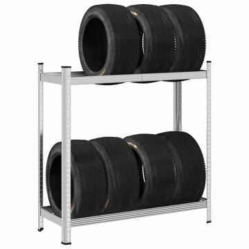 2-Layer Tyre Shelf Silver 110x40 cm - Sturdy Storage Solution