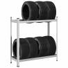  2-Layer Tyre Shelf Silver 110x40x109 cm Steel Size 110 x 40 x 109 cm Quantity in Package 1 Amount 