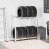 2-Layer Tyre Shelf Silver 110x40 cm - Sturdy Storage Solution