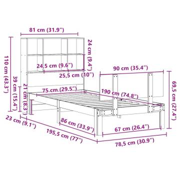 Bookcase Bed Without Mattress - White 75x190cm Small Single