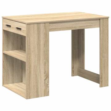 Elegant Desk with Drawer & Shelf - Sonoma Oak | HipoMarket