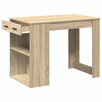 Elegant Desk with Drawer & Shelf - Sonoma Oak | HipoMarket