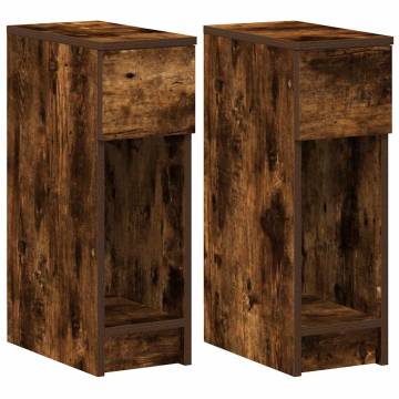 Stylish Smoked Oak Bedside Cabinets with Drawer - Set of 2