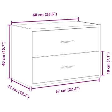 Stylish White Cabinet with 2 Drawers - 60x31x40 cm