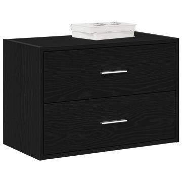 Stylish Black Oak Cabinet with 2 Drawers - 60x31x40 cm