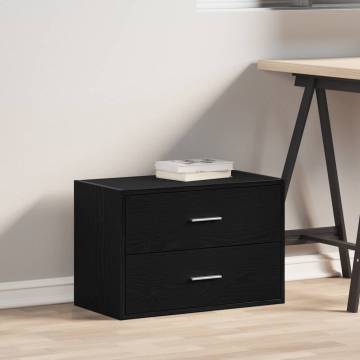 Stylish Black Oak Cabinet with 2 Drawers - 60x31x40 cm