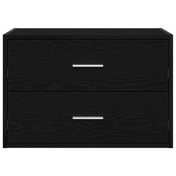 Stylish Black Oak Cabinet with 2 Drawers - 60x31x40 cm