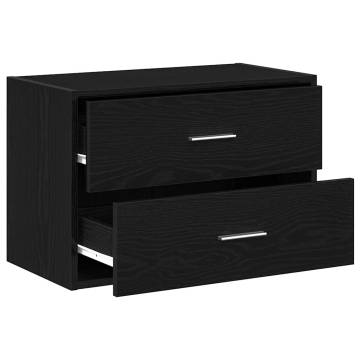 Stylish Black Oak Cabinet with 2 Drawers - 60x31x40 cm