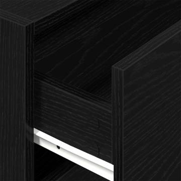 Stylish Black Oak Cabinet with 2 Drawers - 60x31x40 cm