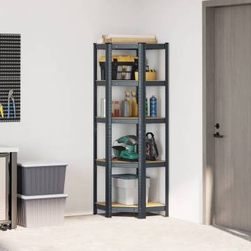 5-Layer Corner Shelf - Anthracite Steel & Engineered Wood