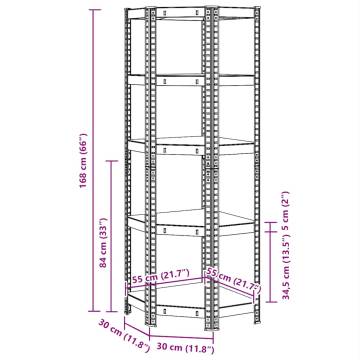 5-Layer Corner Shelf - Anthracite Steel & Engineered Wood