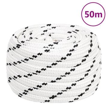 Braided Boat Rope White 20mm x 50m - Durable Polyester