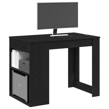 Desk with Drawer & Shelf Black Oak | Engineered Wood 102x62 cm