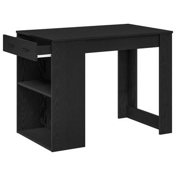 Desk with Drawer & Shelf Black Oak | Engineered Wood 102x62 cm