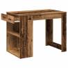 Old Wood Desk with Drawer & Shelf - Durable Engineered Wood