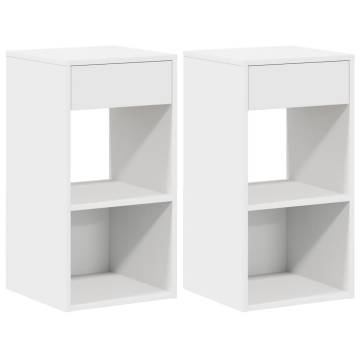 White Bedside Cabinets with Drawer - 2 pcs | Hipo Market