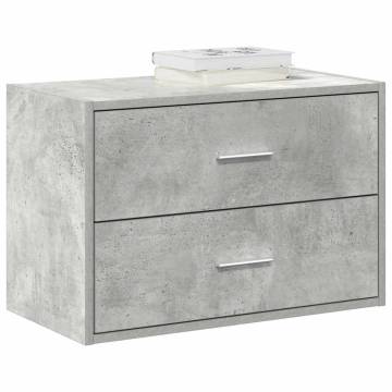 Concrete Grey Cabinet with 2 Drawers - Stylish Storage Solution