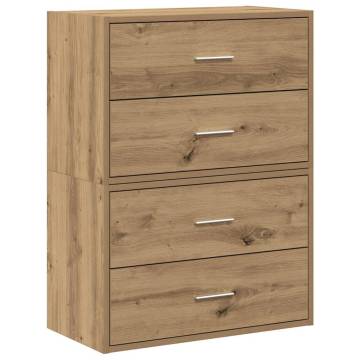 Stylish Artisan Oak Cabinets with 2 Drawers - Set of 2