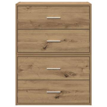 Stylish Artisan Oak Cabinets with 2 Drawers - Set of 2