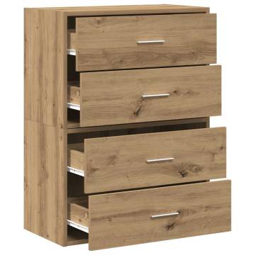 Stylish Artisan Oak Cabinets with 2 Drawers - Set of 2