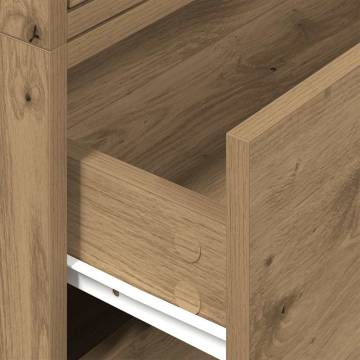 Stylish Artisan Oak Cabinets with 2 Drawers - Set of 2