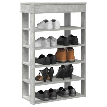 Shoe Rack Concrete Grey - 60x30x98 cm Engineered Wood