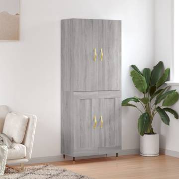 Stylish Highboard Grey Sonoma - Durable Engineered Wood