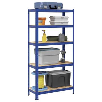 5-Layer Storage Shelf - Blue Steel & Engineered Wood