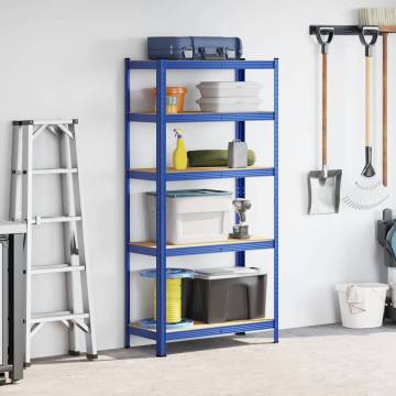 5-Layer Storage Shelf - Blue Steel & Engineered Wood