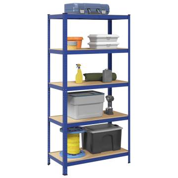 5-Layer Storage Shelf Blue Steel & Engineered Wood | Hipo Market