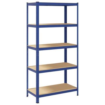 5-Layer Storage Shelf Blue Steel & Engineered Wood | Hipo Market