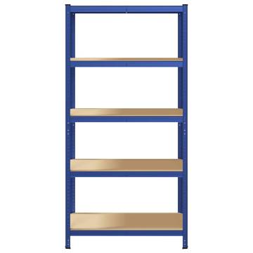 5-Layer Storage Shelf Blue Steel & Engineered Wood | Hipo Market