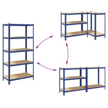 5-Layer Storage Shelf Blue Steel & Engineered Wood | Hipo Market