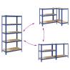 5-Layer Storage Shelf Blue Steel & Engineered Wood | Hipo Market