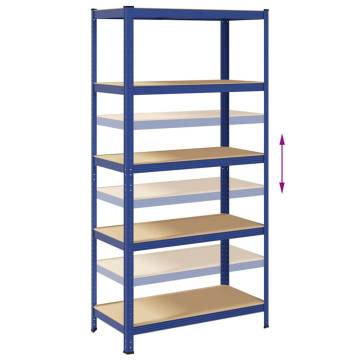 5-Layer Storage Shelf Blue Steel & Engineered Wood | Hipo Market