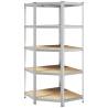 5-Layer Corner Shelf - Silver Steel & Engineered Wood Storage