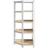 5-Layer Corner Shelf - Silver Steel & Engineered Wood Storage