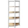 5-Layer Corner Shelf - Silver Steel & Engineered Wood Storage