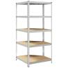 5-Layer Corner Shelf - Silver Steel & Engineered Wood Storage