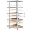 5-Layer Corner Shelf - Silver Steel & Engineered Wood Storage