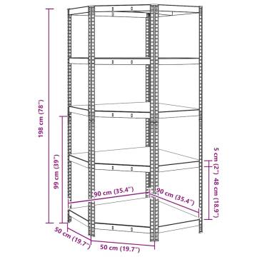 5-Layer Corner Shelf - Silver Steel & Engineered Wood Storage