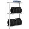 2-Layer Tyre Shelf Silver - Organize Your Garage Efficiently