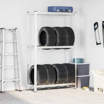 2-Layer Tyre Shelf Silver - Organize Your Garage Efficiently