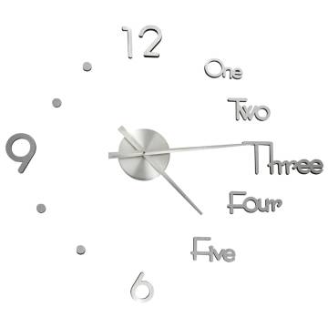 3D Wall Clock Modern Design Silver 100 cm XXL | Hipomarket