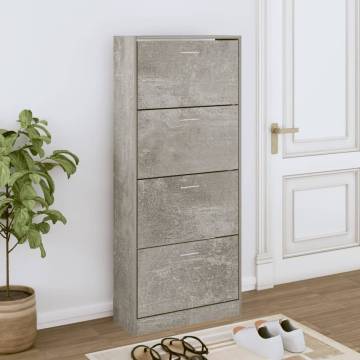 Shoe Cabinet Concrete Grey 63x24x147 cm - Modern Storage Solution