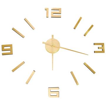 3D Wall Clock Modern Design Gold 100 cm XXL - Hipomarket