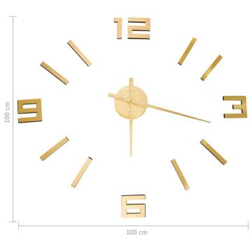 3D Wall Clock Modern Design Gold 100 cm XXL - Hipomarket