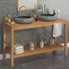 Stylish Solid Teak Bathroom Vanity Cabinet with Black Marble Sinks