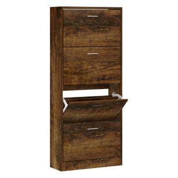 Shoe Cabinet Smoked Oak - Stylish Storage Solution | Hipo Market