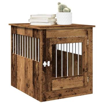 Stylish Dog Crate Furniture in Old Wood - 64.5x80x71 cm